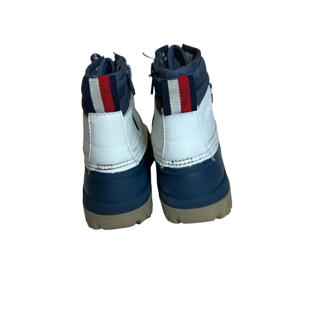 Tommy Hilfiger Kids Navy White Duck Boots Size 13 Zip Up Winter Snow Shoes